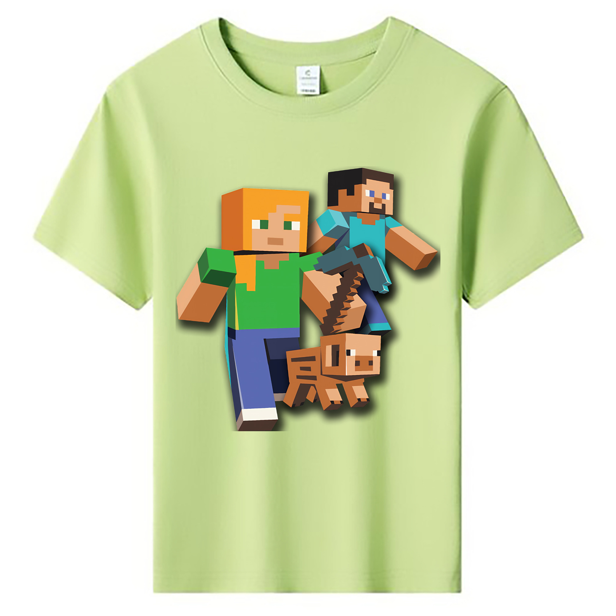 （画像用） マインクラフト ブロックの世界 Minecraft MC Block world 綿100％キッズTシャツ（フロントプリント）